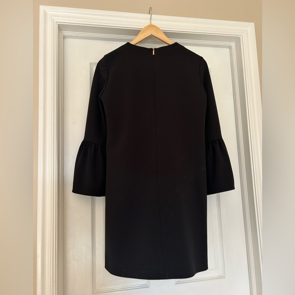 Tibi $395 Black Crepe Structured Dress Size 2 Bell Sleeve Shift Work LBD Mod - Picture 6 of 11